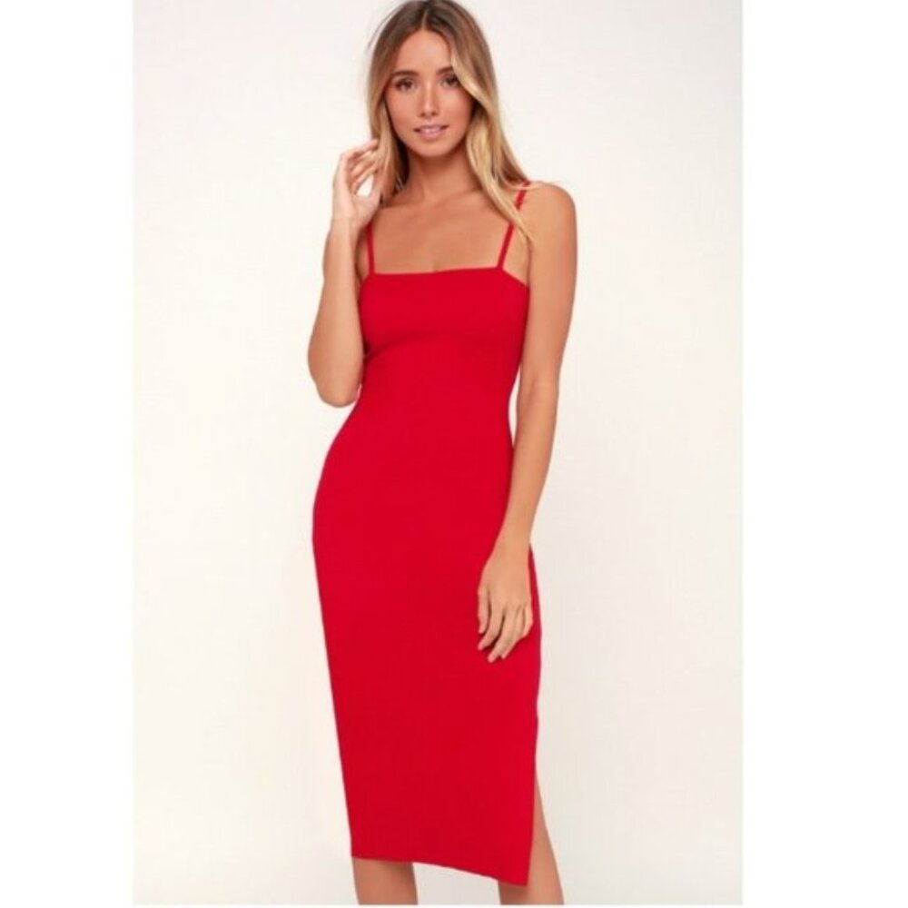 Paulina Red Bodycon Midi Dress | Lulu's